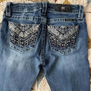 Miss Me Y2K rhinestone sparkle denim bootcut mid rise  jeans size 27 waist